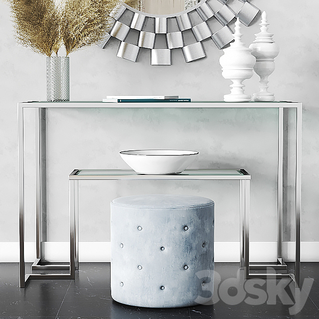 Arielle Tiered Wall Mirror & Anta Gold Console Table 3DSMax File - thumbnail 2