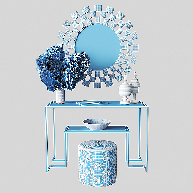 Arielle Tiered Wall Mirror & Anta Gold Console Table 3DSMax File - thumbnail 5