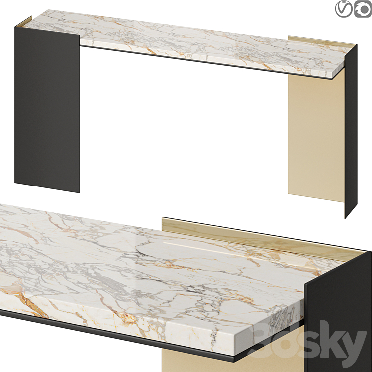 Baker Wrap Console Marble Top 3DS Max - thumbnail 1