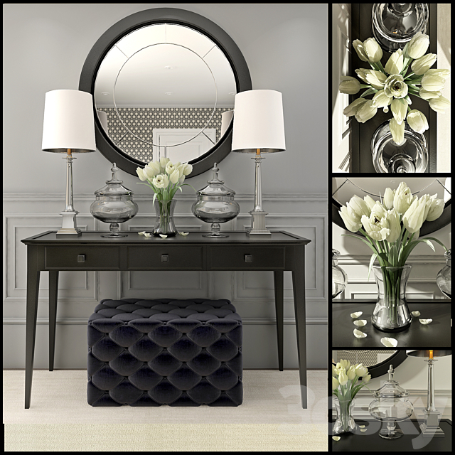 Black decor set with mirror 3DSMax File - thumbnail 1