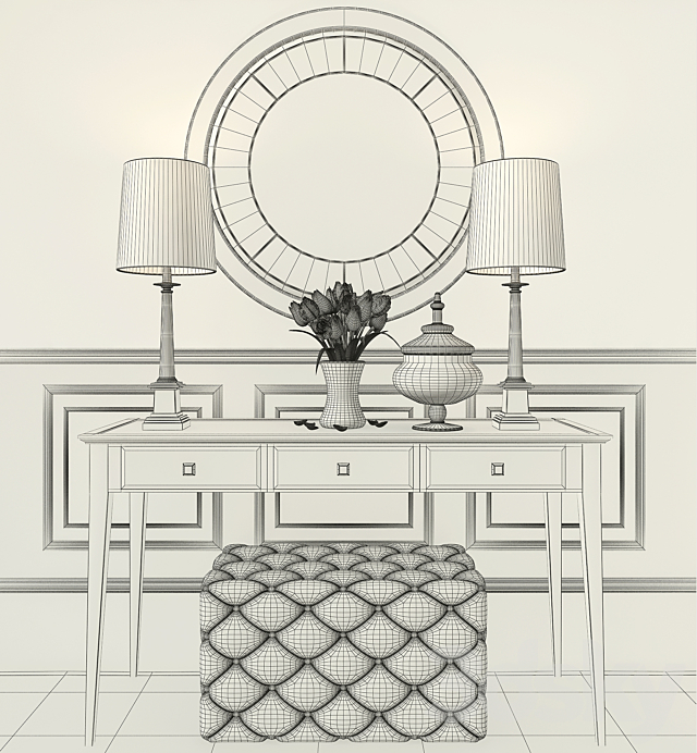 Black decor set with mirror 3DSMax File - thumbnail 2