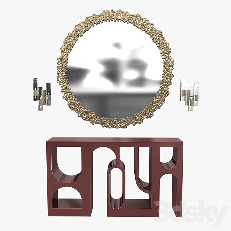 Brabbu cay mirror colosseum console and ombak wall light 3DS Max - thumbnail 1