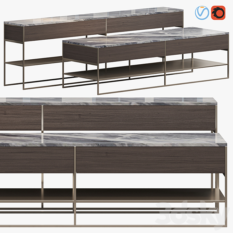 CALDER BRONZE CONSOLE TABLE 3DS Max Model - thumbnail 1