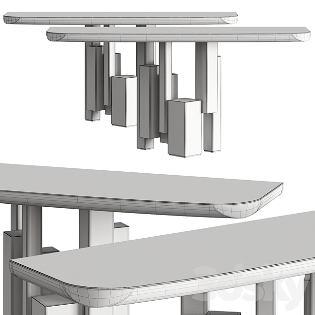 Cattelan Italia Skyline Wood-C Console 3DSMax File - thumbnail 2