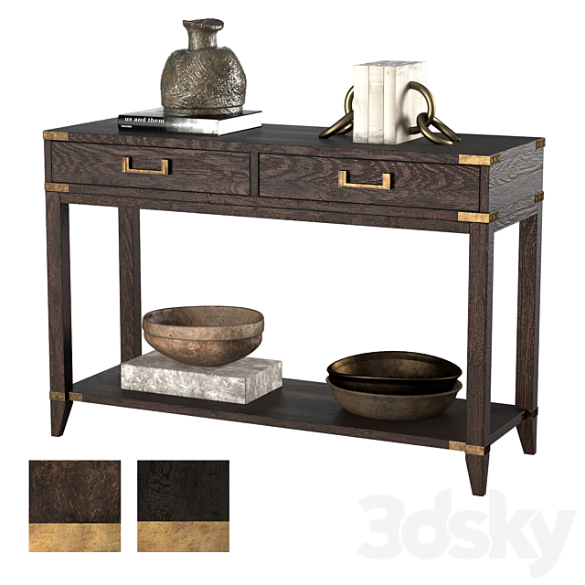 CAYDEN CAMPAIGN 2-DRAWER CONSOLE TABLE dark 3ds Max - thumbnail 1