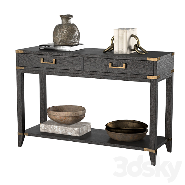 CAYDEN CAMPAIGN 2-DRAWER CONSOLE TABLE dark 3ds Max - thumbnail 2