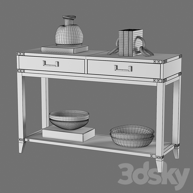 CAYDEN CAMPAIGN 2-DRAWER CONSOLE TABLE dark 3ds Max - thumbnail 3