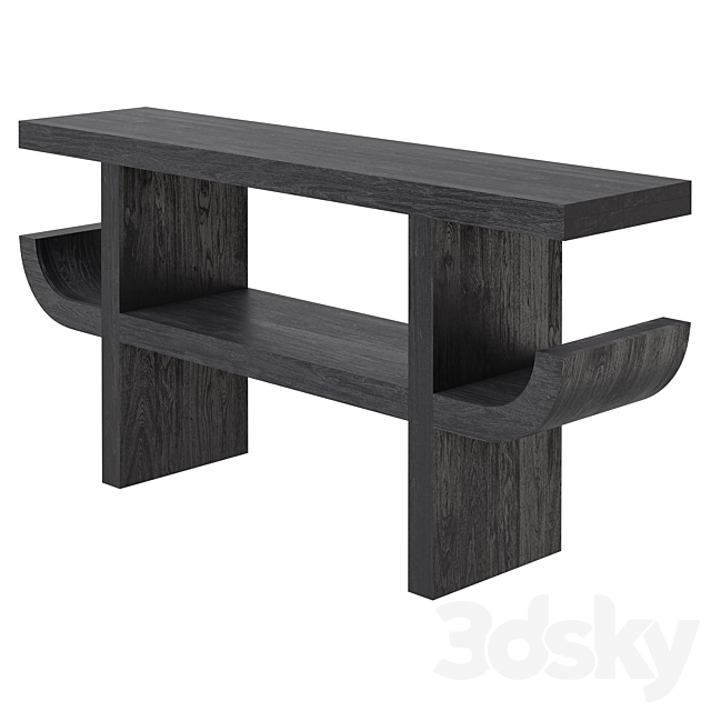 CB2  black acacia console Pagoda 3ds Max - thumbnail 1