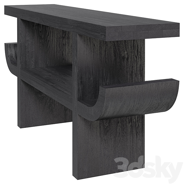 CB2  black acacia console Pagoda 3ds Max - thumbnail 2