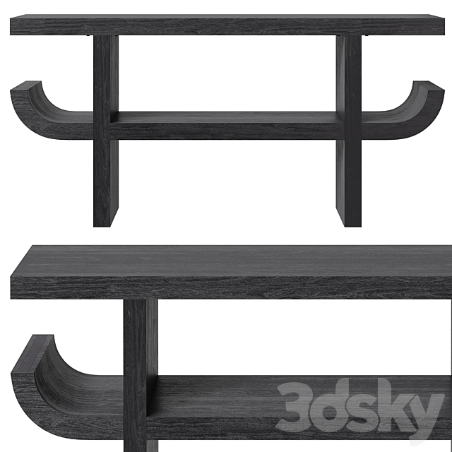 CB2  black acacia console Pagoda 3ds Max - thumbnail 3