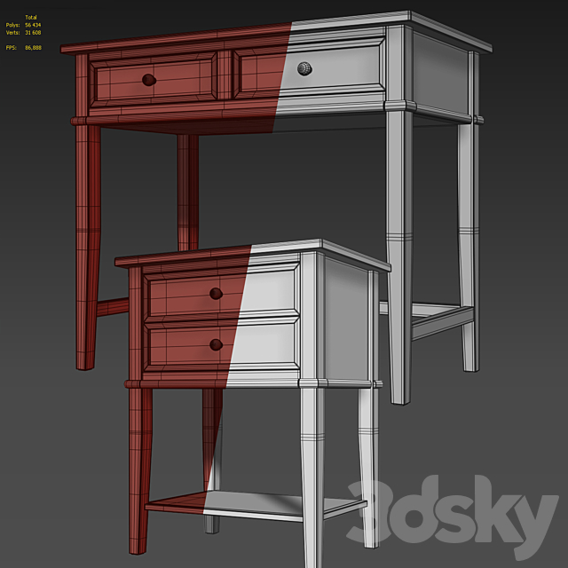 Chest _ console and nightstand Dmitry. Dresser nightstand by Beachcrest Home 3ds Max - thumbnail 3