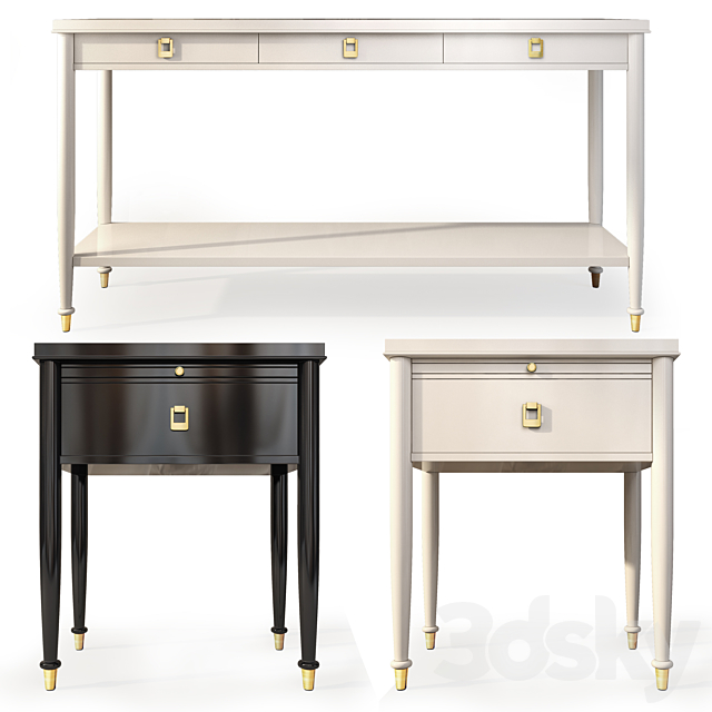 Chest _ console and nightstand Lacourte. Dresser nightstand by Williams Sonoma 3DS Max Model - thumbnail 3