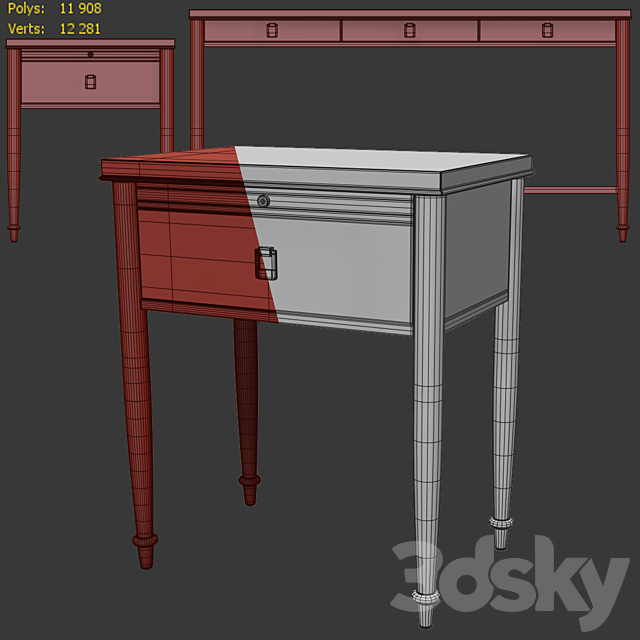 Chest _ console and nightstand Lacourte. Dresser nightstand by Williams Sonoma 3DS Max Model - thumbnail 4