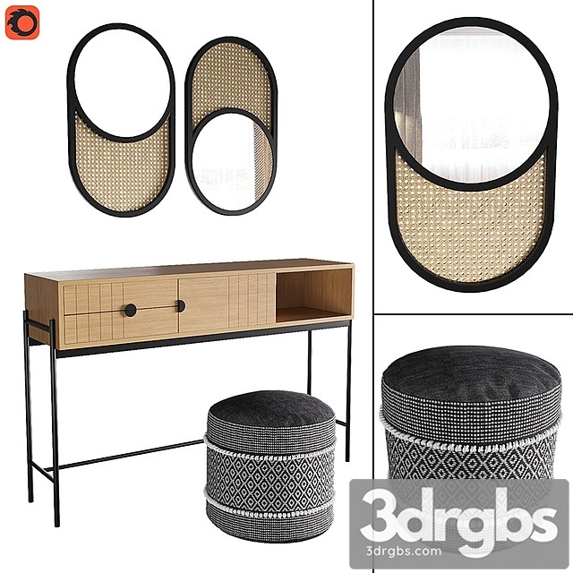 Clara Console Curico Pouf Waska Mirror 3dsmax Download - thumbnail 1