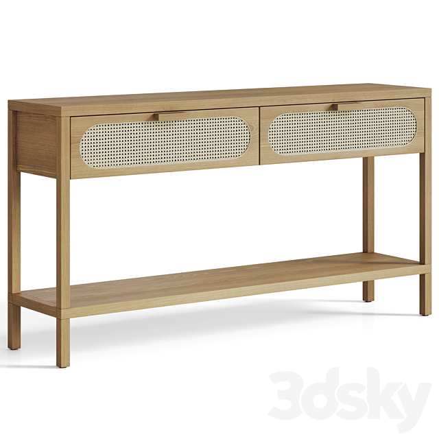 Classic Rattan and Wood Console 3ds Max - thumbnail 1