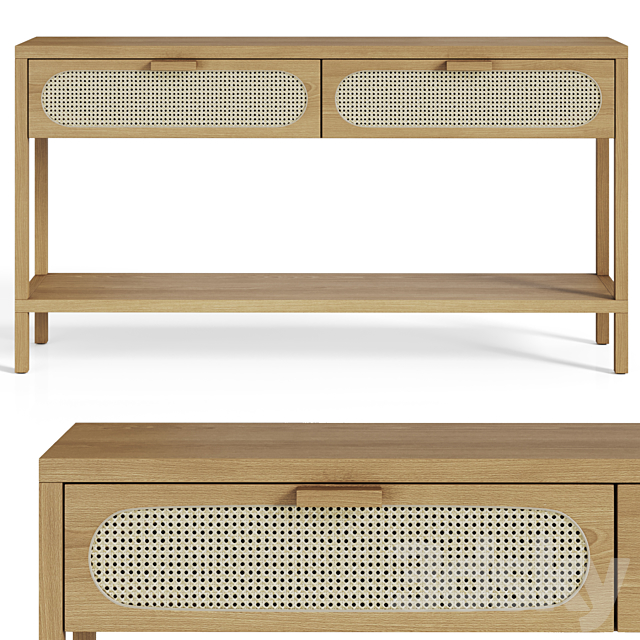 Classic Rattan and Wood Console 3ds Max - thumbnail 2