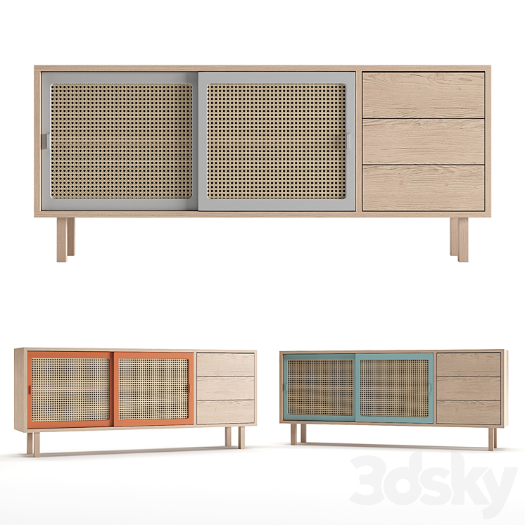 Colonel STRAW sideboard with drawers 3DS Max - thumbnail 1