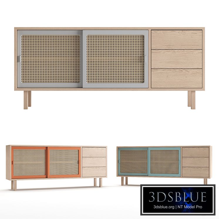 Colonel STRAW sideboard with drawers 3DS Max - thumbnail 3