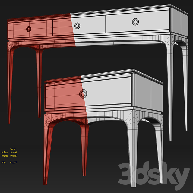 Console and bedside table Kopmann. Dresser. nightstand by Unica Moblar 3DSMax File - thumbnail 3