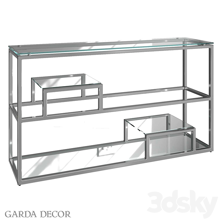 Console Clear Glass \/ CHROME GY-CST8005 Garda Decor 3DS Max - thumbnail 1