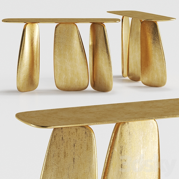 Console Table Brabbu Ardara Gold Leaf 3DS Max - thumbnail 1