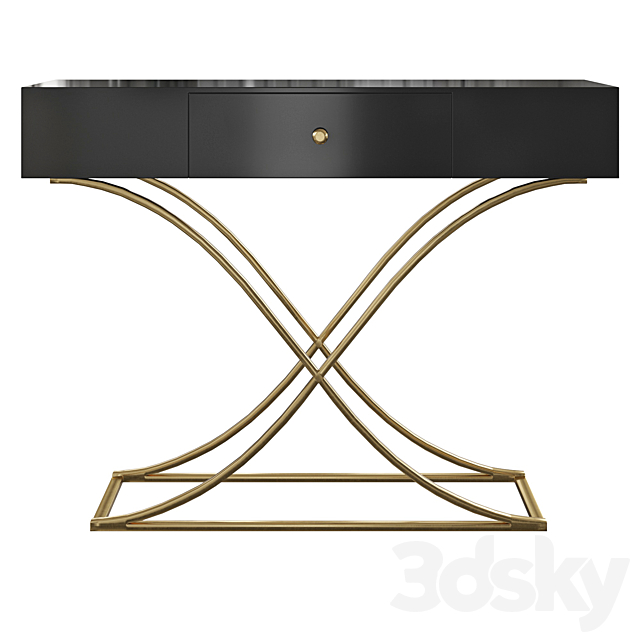 Console Table with Drawer Entryway Table Contemporary for Hallway X Gold Base 3ds Max - thumbnail 1