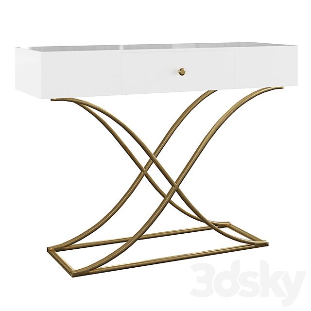 Console Table with Drawer Entryway Table Contemporary for Hallway X Gold Base 3ds Max - thumbnail 2