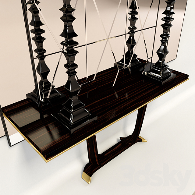 Console with mirror and lamps Transition by CASALI 3DS Max Model - thumbnail 2