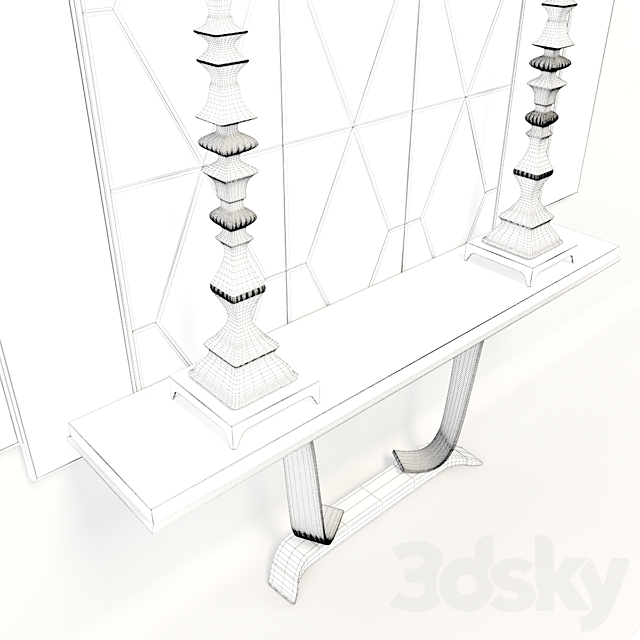 Console with mirror and lamps Transition by CASALI 3DS Max Model - thumbnail 3