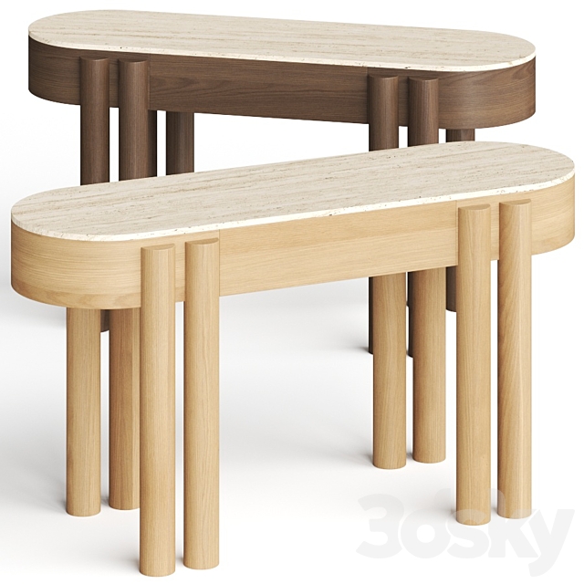 Crate and Barrel Oasis Oval Wood Console Table 3ds Max - thumbnail 1