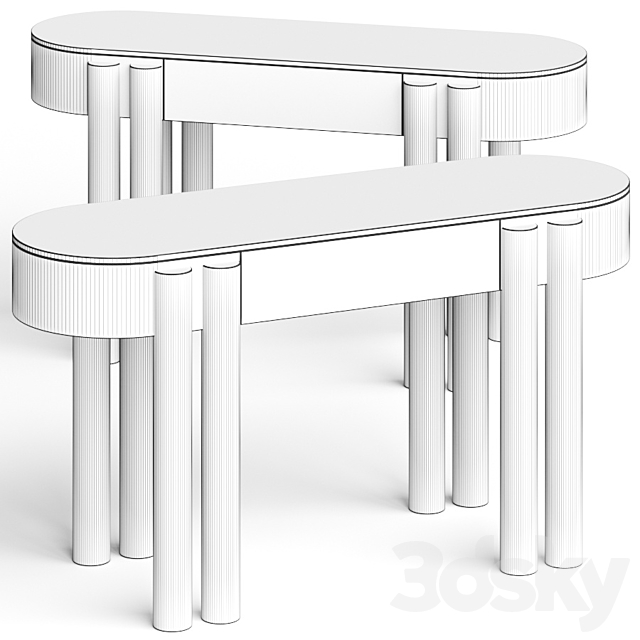 Crate and Barrel Oasis Oval Wood Console Table 3ds Max - thumbnail 2