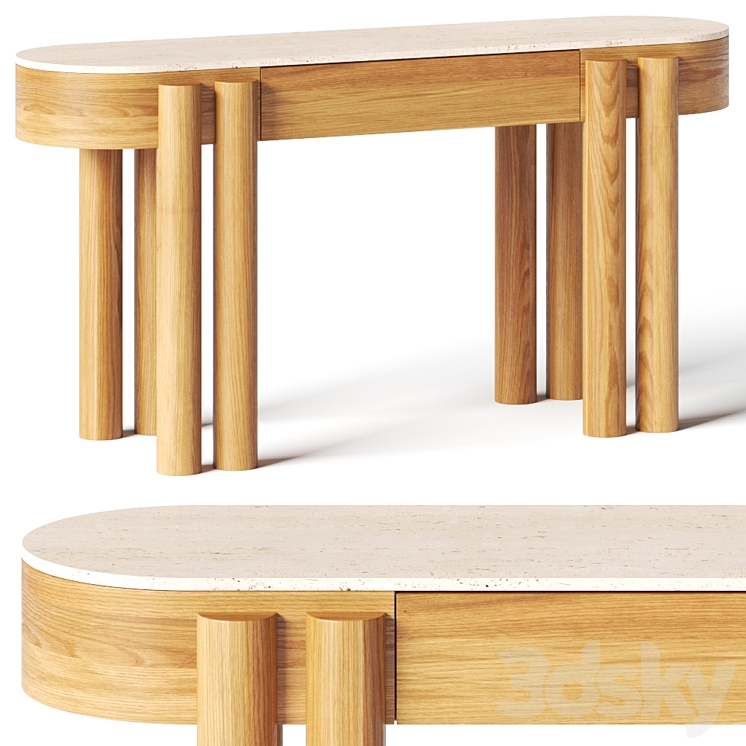 Crate and Barrel Oasis Oval Wood Console Table 3DS Max - thumbnail 1