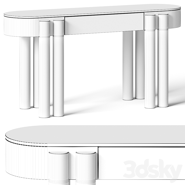 Crate and Barrel Oasis Oval Wood Console Table 3DS Max - thumbnail 2