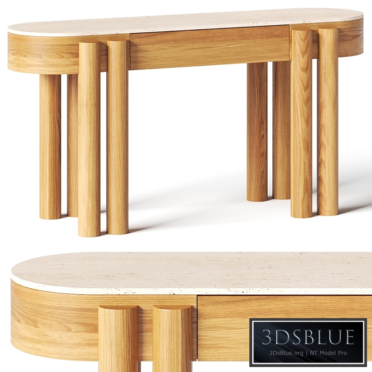 Crate and Barrel Oasis Oval Wood Console Table 3DS Max - thumbnail 3