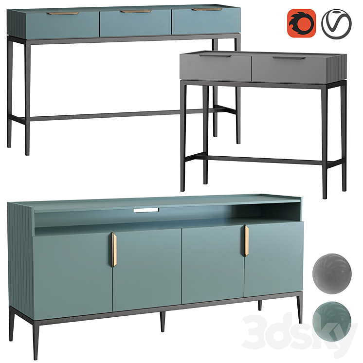 Dantone Home Metropolitan Console Set 3DS Max - thumbnail 1