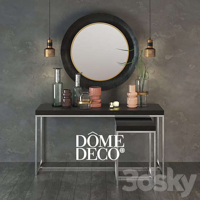 Dome Deco decor set with vases console. mirror 3DSMax File - thumbnail 1