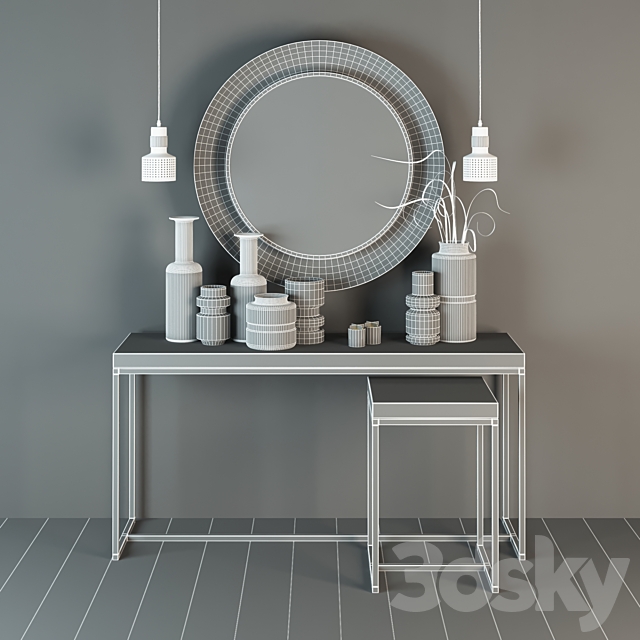 Dome Deco decor set with vases console. mirror 3DSMax File - thumbnail 3