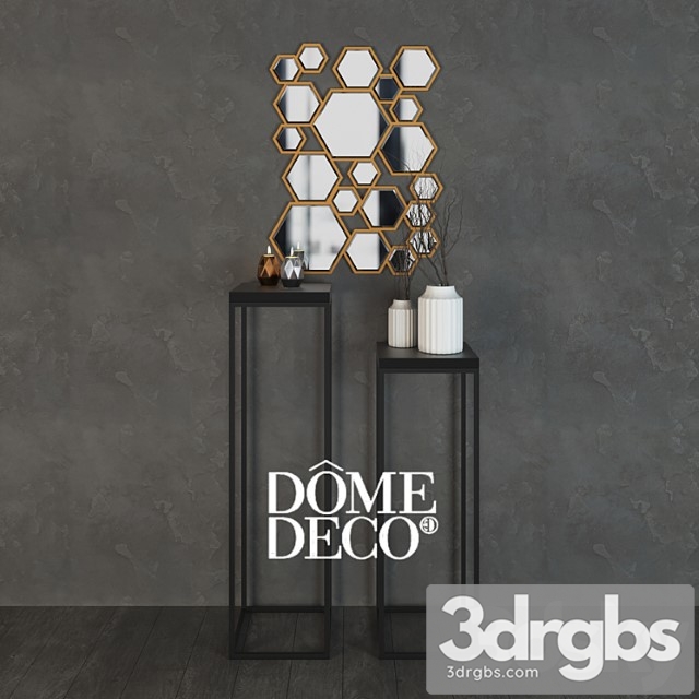 Dome deco decor set with vases consoles mirror 2 3dsmax Download - thumbnail 1