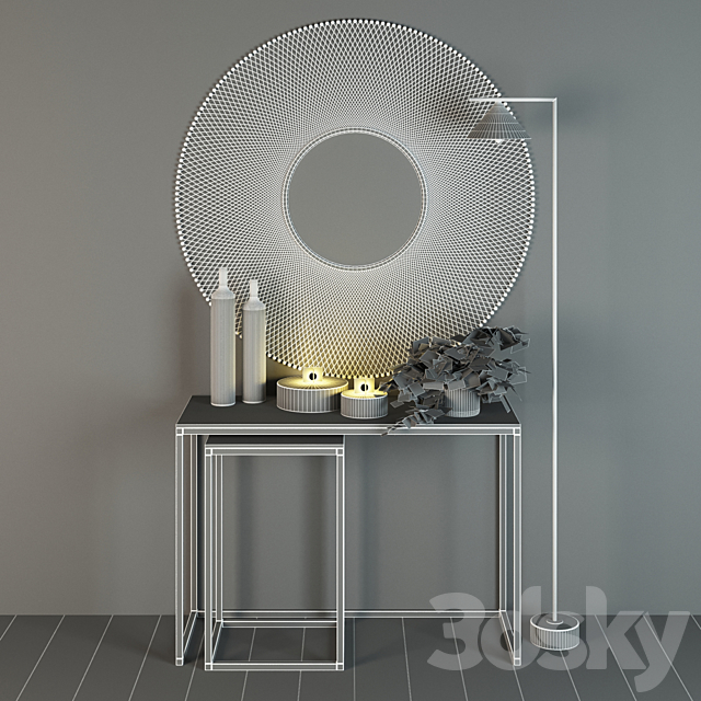 Dome Deco set decor vases and console with a mirror and a floor lamp 3ds Max - thumbnail 3