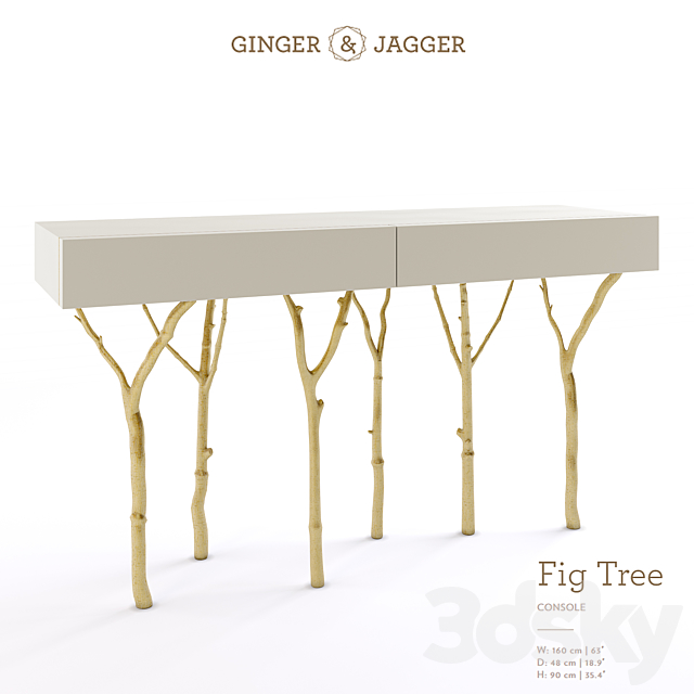 Ginger & Jagger Fig Tree Console 3ds Max - thumbnail 1