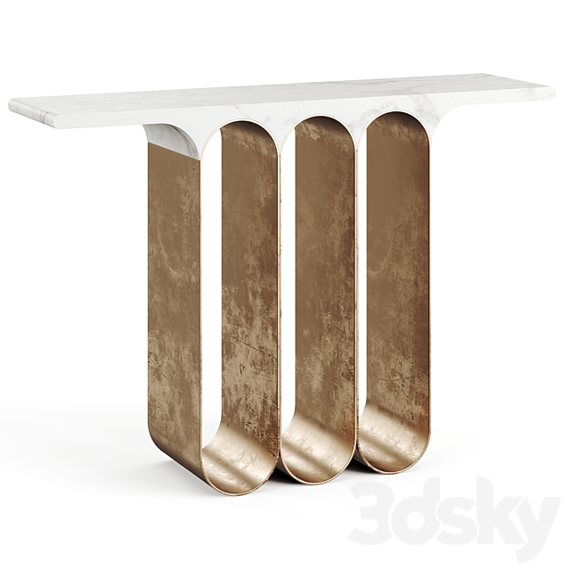 Herve Langlais Steel 3 Marble Console 3ds Max - thumbnail 3