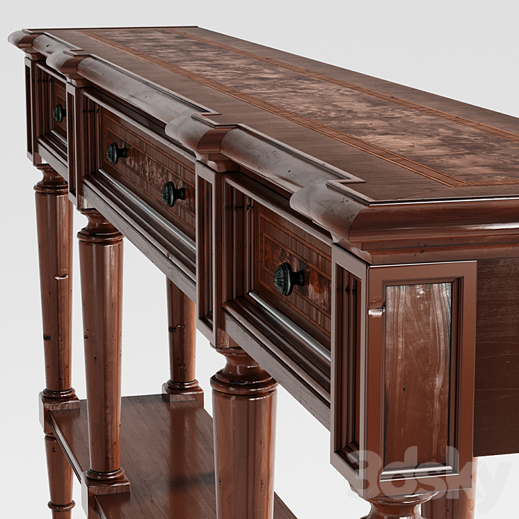 Hooker Furniture Living Room Grandover Three Drawer Console Table 3DS Max - thumbnail 2