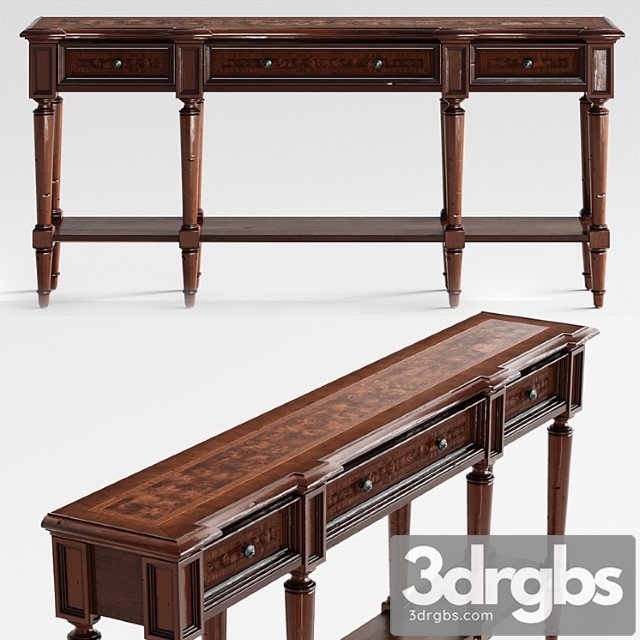 Hooker Furniture Living Room Grandover Three Drawer Console Table 3dsmax Download - thumbnail 1