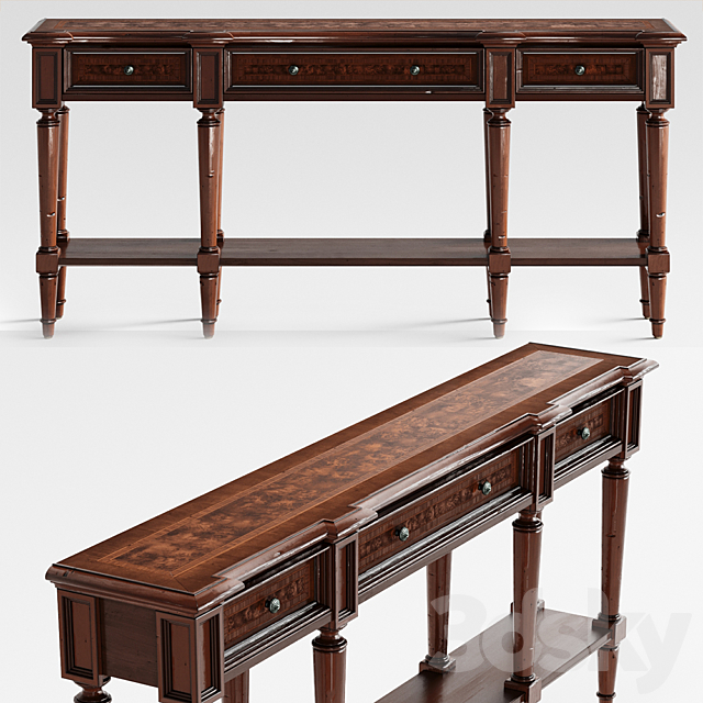 Hooker Furniture Living Room Grandover Three Drawer Console Table 3DSMax File - thumbnail 1