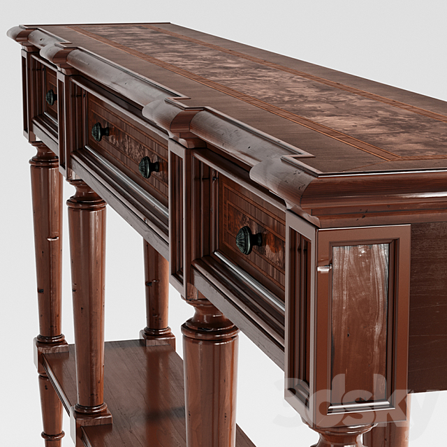 Hooker Furniture Living Room Grandover Three Drawer Console Table 3DSMax File - thumbnail 2