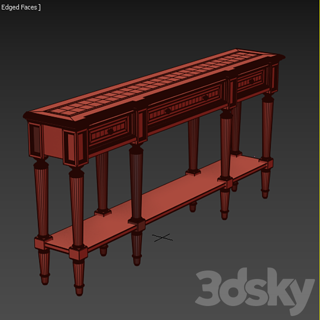 Hooker Furniture Living Room Grandover Three Drawer Console Table 3DSMax File - thumbnail 3