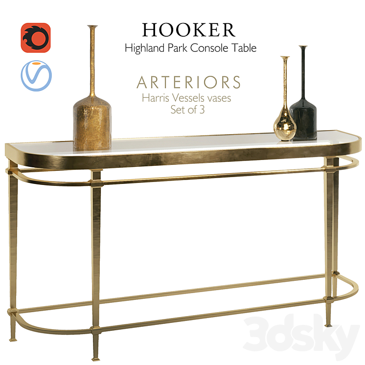 Hooker Highland Park & ​​Arteriors vases 3DS Max - thumbnail 1