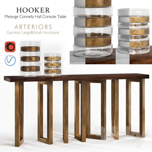 Hooker Melange Connelly Hall Console & Arteriors Garrison Hurricane 3DS Max - thumbnail 3