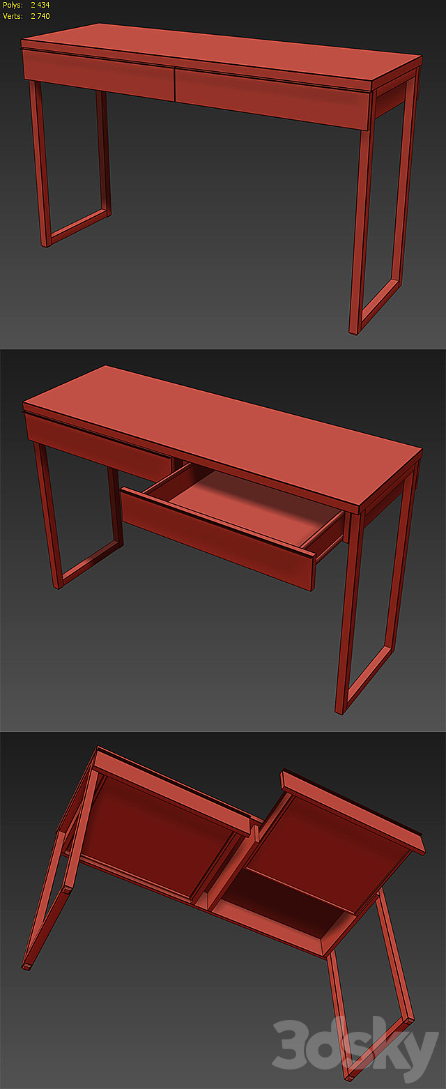 IKEA BESTA BURS Desk 3DS Max Model - thumbnail 3