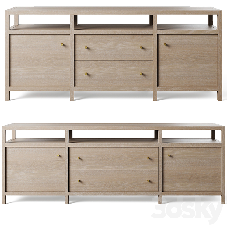 Keane Natural Media Console by Crate and Barrel 3DS Max - thumbnail 2